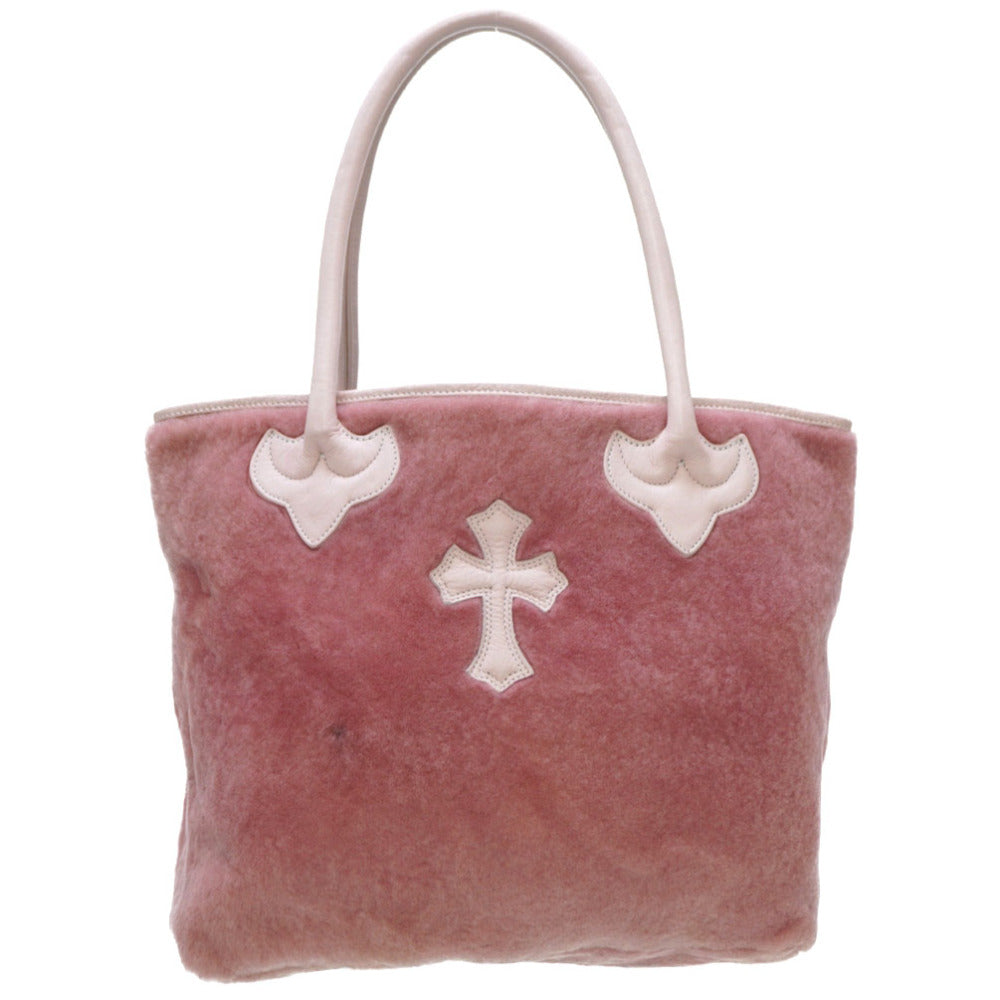 クロムハーツ FSトート バッグ ムートン クロスパッチ ピンク 0015【中古】CHROME HEARTS