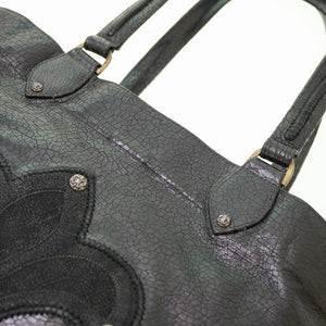 美品 クロムハーツ バレンタイン トートバッグ クラックドレザー ブラック 黒 0016【中古】CHROME HEARTS