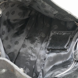 美品 クロムハーツ バレンタイン トートバッグ クラックドレザー ブラック 黒 0016【中古】CHROME HEARTS