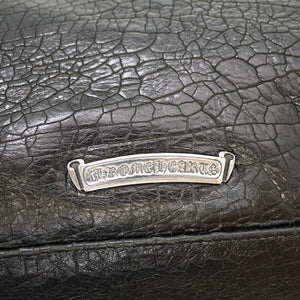 美品 クロムハーツ バレンタイン トートバッグ クラックドレザー ブラック 黒 0016【中古】CHROME HEARTS