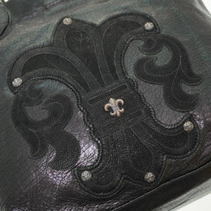 美品 クロムハーツ バレンタイン トートバッグ クラックドレザー ブラック 黒 0016【中古】CHROME HEARTS
