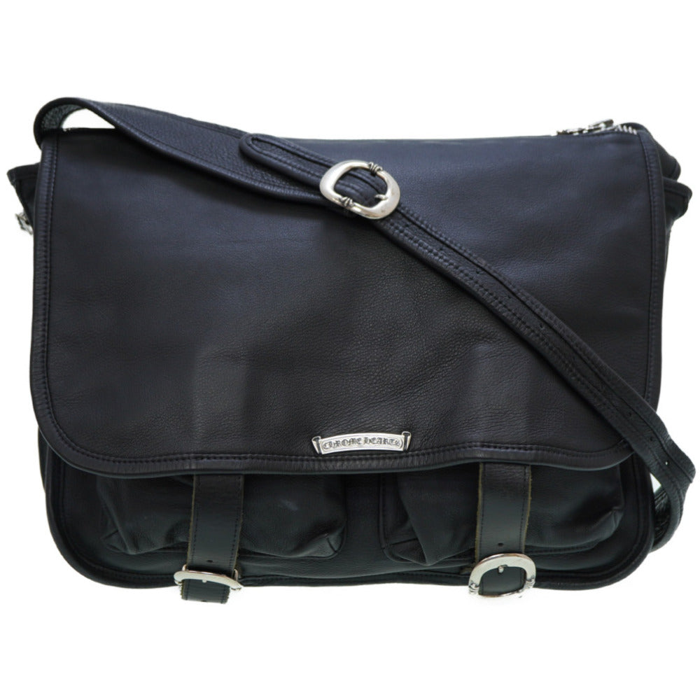 美品 クロムハーツ ソフトショルダーバッグ ガンスリンガー メッセンジャーバッグ レザー ブラック 黒 0018【中古】CHROME HEARTS メンズ