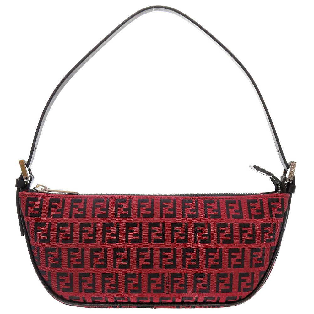 新品 フェンディ ズッキーノ 8BR133 キャンバス レザー レッド 赤 アクセサリーポーチ ショルダーバッグ ズッカ 0022【中古】FENDI