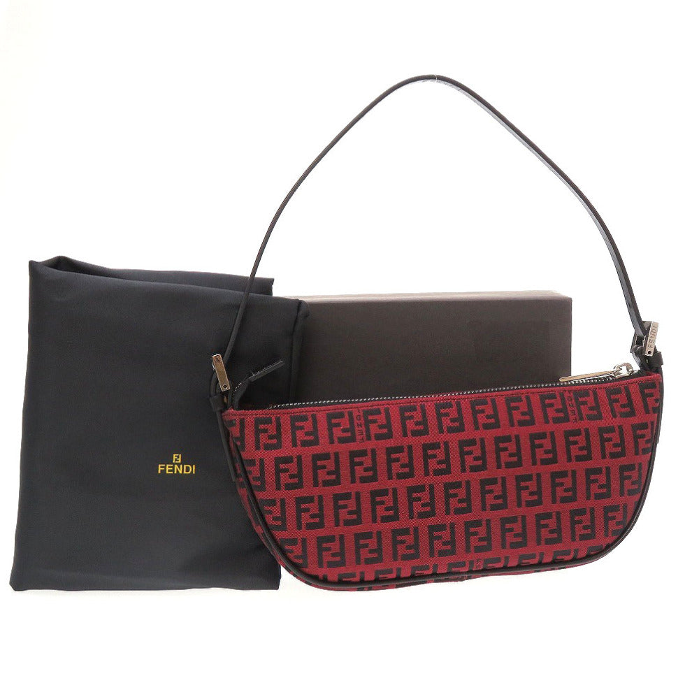 新品 フェンディ ズッキーノ 8BR133 キャンバス レザー レッド 赤 アクセサリーポーチ ショルダーバッグ ズッカ 0022【中古】FENDI