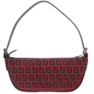 新品 フェンディ ズッキーノ 8BR133 キャンバス レザー レッド 赤 アクセサリーポーチ ショルダーバッグ ズッカ 0022【中古】FENDI