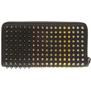 未使用 クリスチャンルブタン パネトーネ マルチスタッズ レザー ブラック 黒 ラウンドファスナー長財布 財布 0023【中古】Christian Louboutin