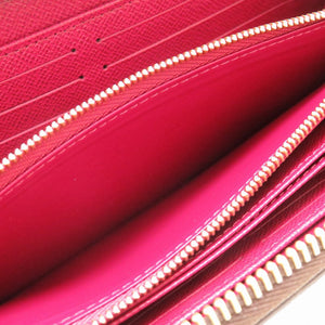 新品同様 ルイヴィトン モノグラム M41895 ジッピーウォレット ブラウン フューシャ 茶 ラウンドファスナー長財布 財布 0029【中古】LOUIS VUITTON