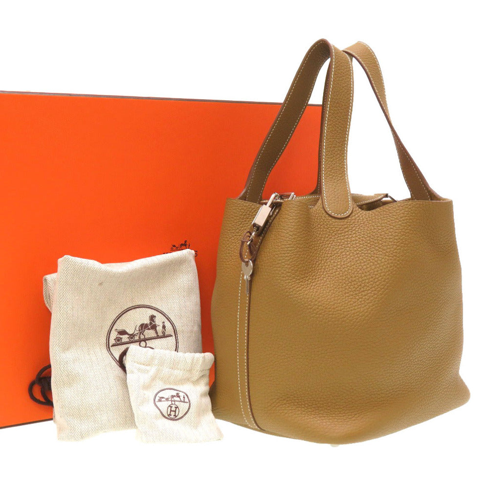 新品同様 エルメス ピコタンロックMM トリヨンクレマンス クラフト シルバー金具 ハンドバッグ バッグ 0031 【中古】 HERMES