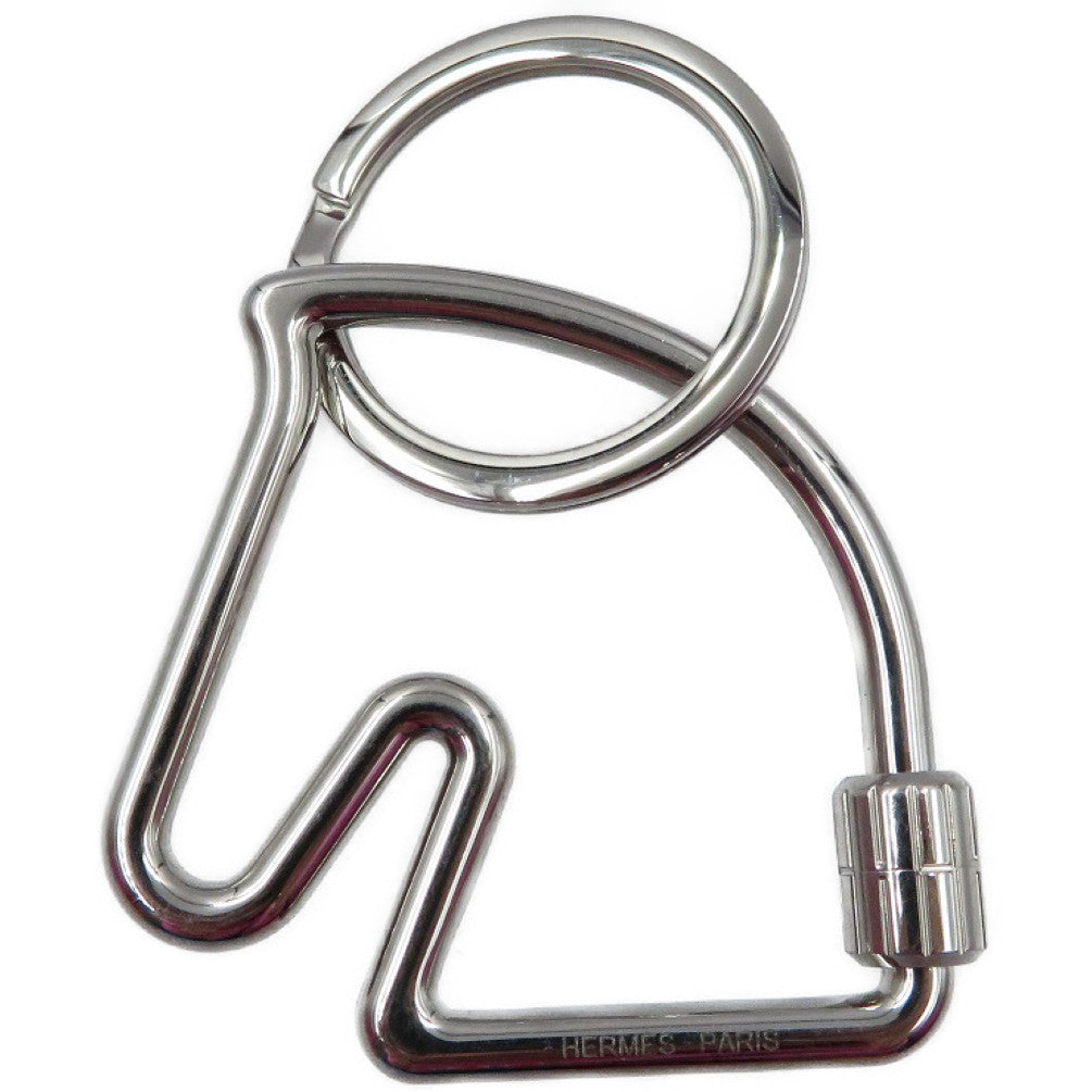 新品同様 エルメス シュヴァル 馬モチーフ メタル シルバー キーリング キーホルダー 0037【中古】HERMES