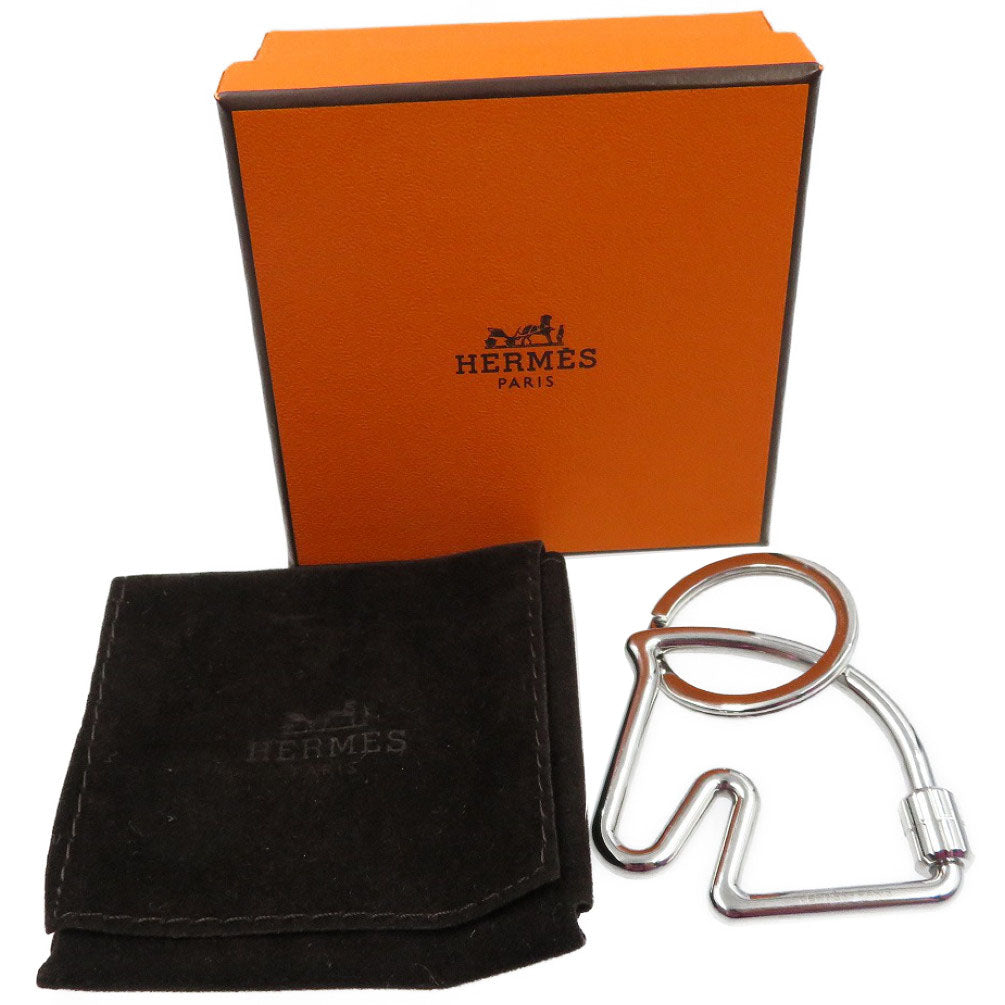 新品同様 エルメス シュヴァル 馬モチーフ メタル シルバー キーリング キーホルダー 0037【中古】HERMES