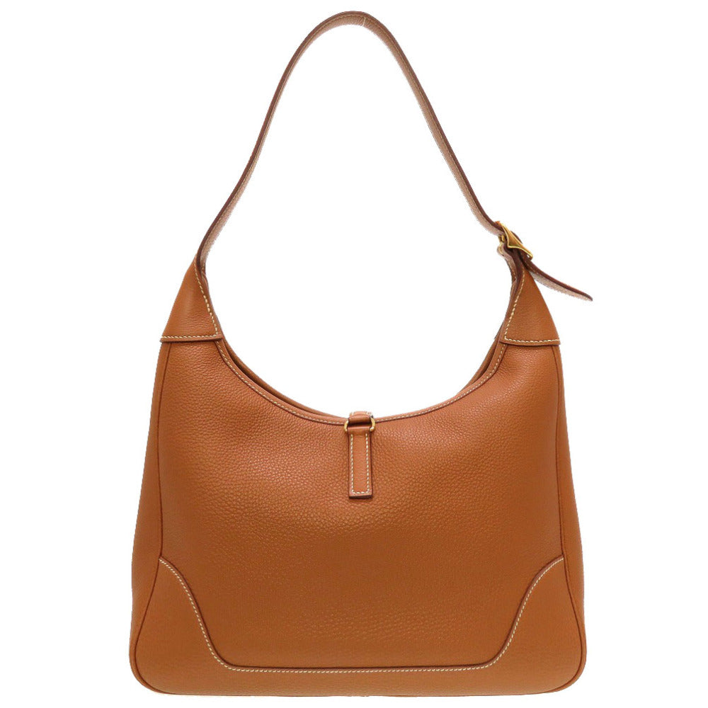 美品 エルメス トリム31 トゴ ゴールド ゴールド金具 □F刻印 ショルダーバッグ バッグ 茶 0045 【中古】 HERMES