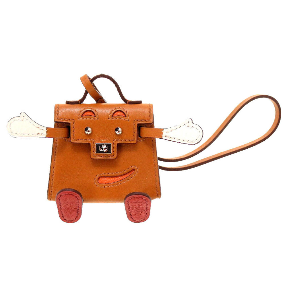 未使用 エルメス ビジュードサック ケリードール Z刻印(2021年製) ヴォータデラクト シェーブル ナチュラルサブレ 茶 バッグチャーム キーホルダー 0054【中古】HERMES