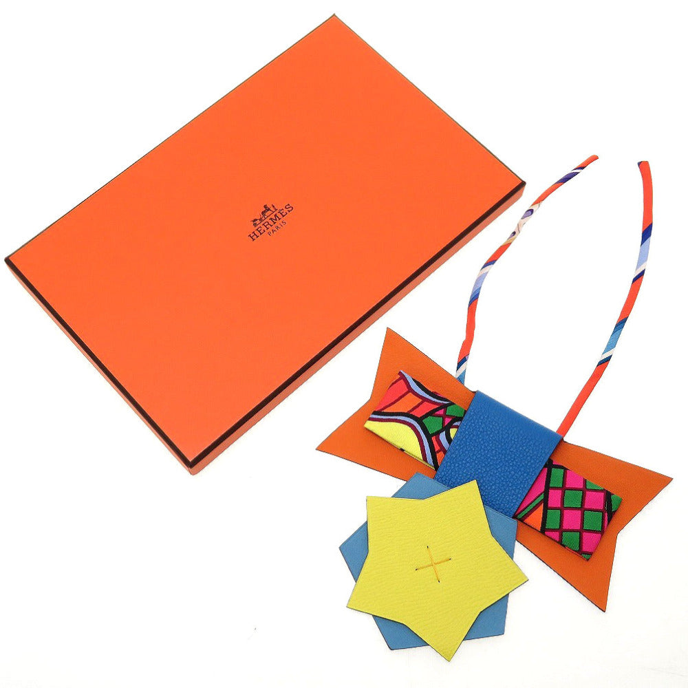 未使用 エルメス プティアッシュ コケード エトワール シルク トリヨンクレマンス エプソン スイフト マルチ チャーム キーホルダー 0055【中古】HERMES