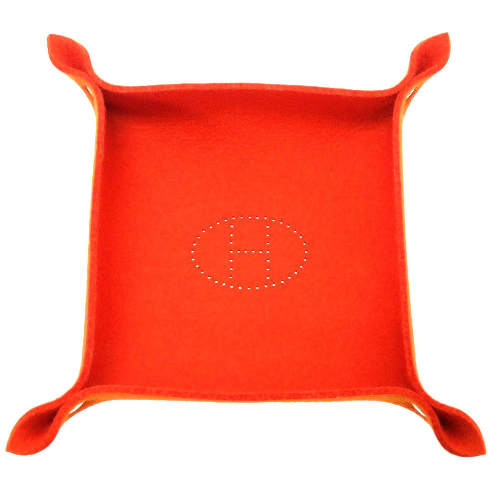 新品同様 エルメス ヴィドポッシュ エヴリン フェルト オレンジ 小物入れ 0056【中古】HERMES