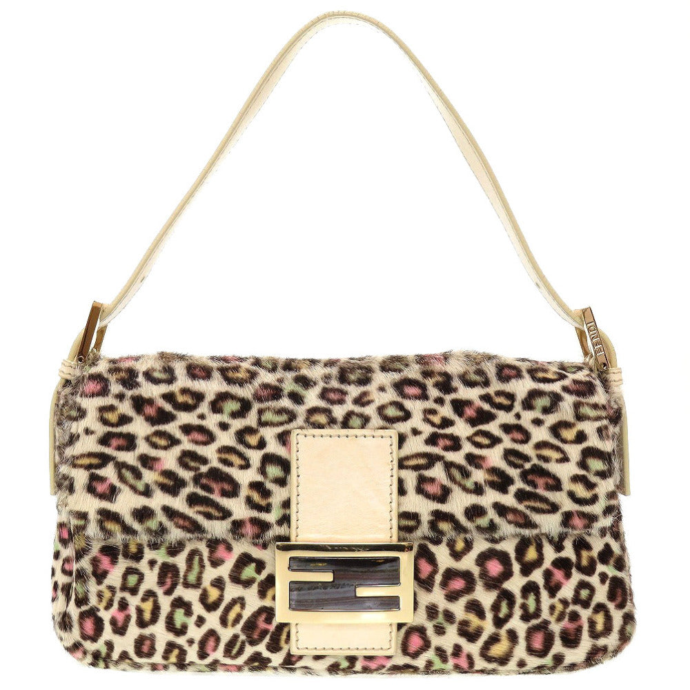 フェンディ マンマバケット レオパード柄 ハラコ レザー 8BR600 ホワイト 白 ショルダーバッグ 0063【中古】FENDI