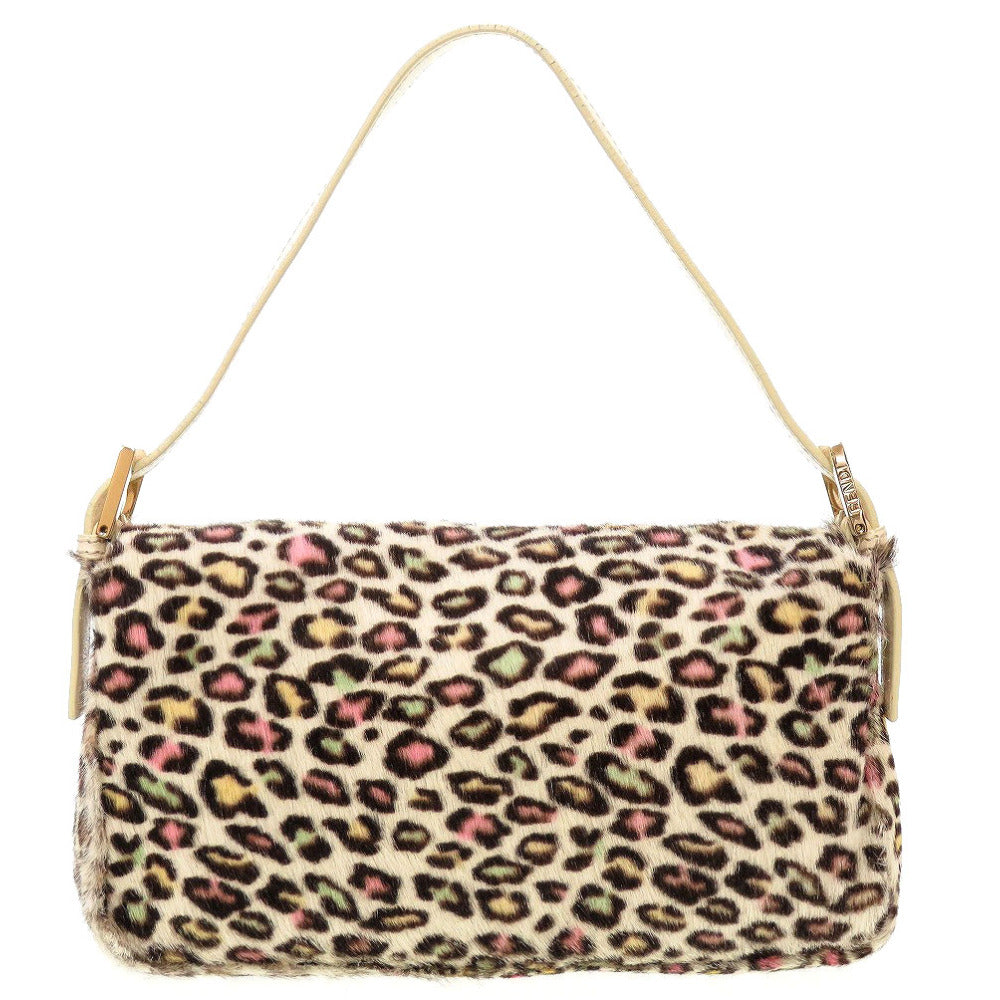 フェンディ マンマバケット レオパード柄 ハラコ レザー 8BR600 ホワイト 白 ショルダーバッグ 0063【中古】FENDI