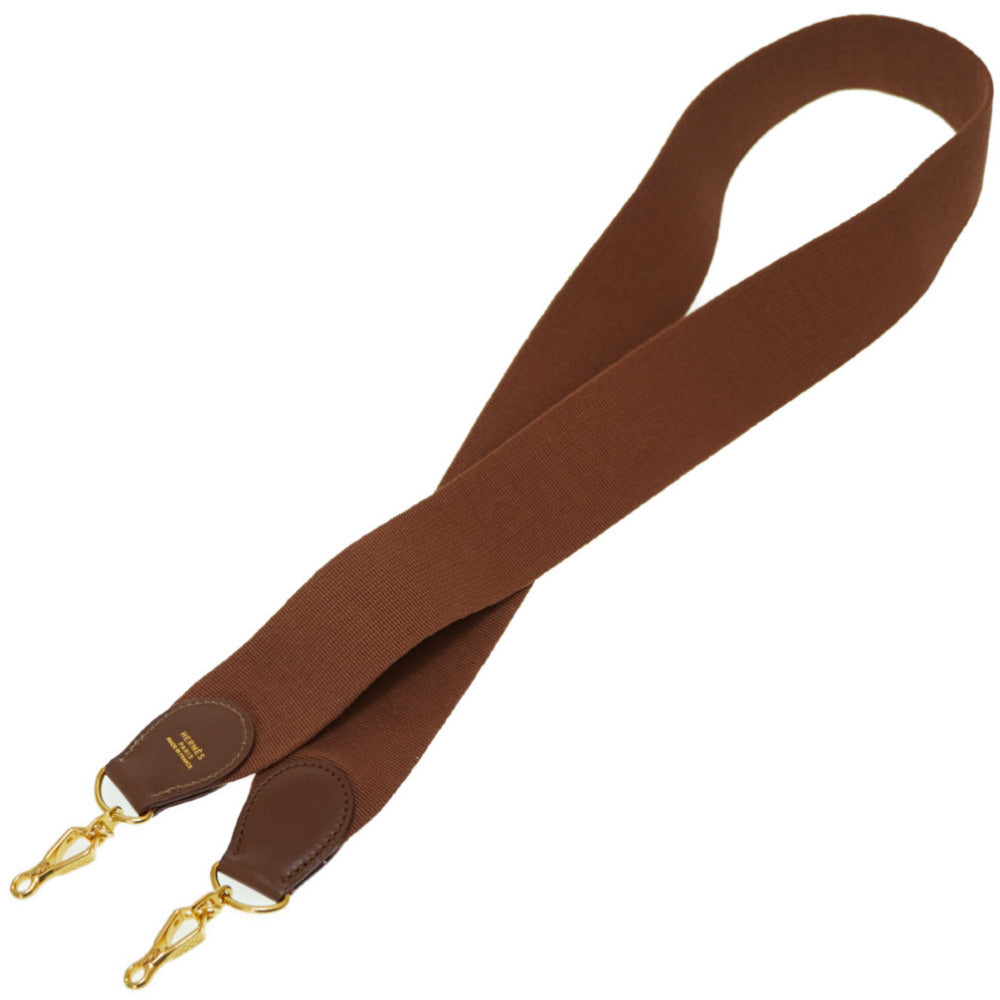 美品 エルメス エブリン ショルダー ストラップ ボックスカーフ/キャンバス ブラウン ゴールド金具 0073【中古】HERMES