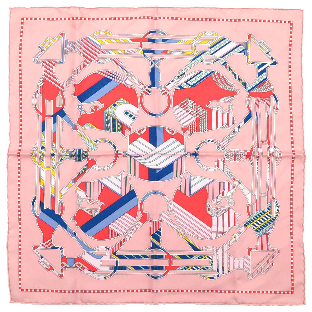 美品 エルメス カレ45 ガヴロッシュ タッタソール ジグザグ 2022春夏コレクション シルク ピンク スカーフ 0075 【中古】 HERMES