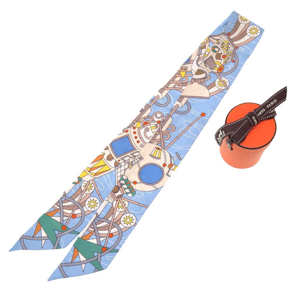 エルメス ツイリー オデッセイ 22AW シルク ベージュ ブルーシエル ジョーヌヴィフ スカーフ 0076 【中古】 HERMES