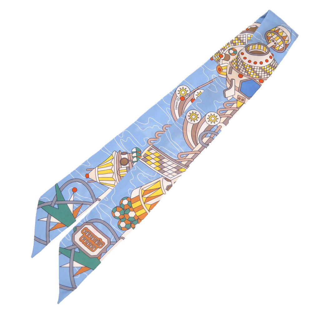 エルメス ツイリー オデッセイ 22AW シルク ベージュ ブルーシエル ジョーヌヴィフ スカーフ 0076 【中古】 HERMES