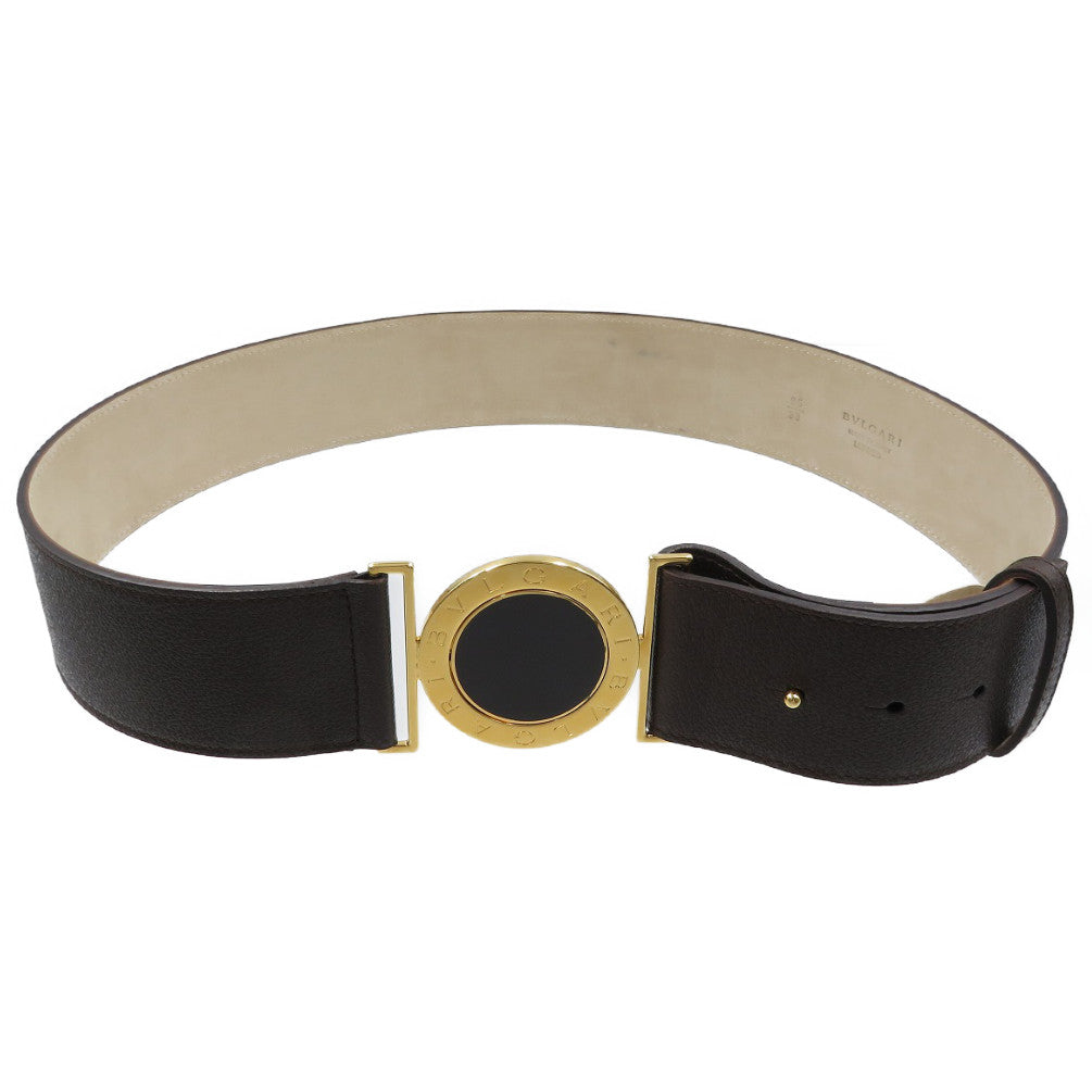 美品 ブルガリ ブルガリ・ブルガリ 95/38 レザー メタル ダークブラウン ゴールド ベルト 0086【中古】BVLGARI