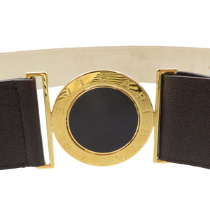 美品 ブルガリ ブルガリ・ブルガリ 95/38 レザー メタル ダークブラウン ゴールド ベルト 0086【中古】BVLGARI