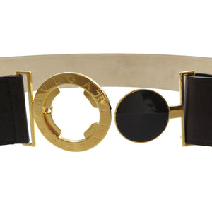 美品 ブルガリ ブルガリ・ブルガリ 95/38 レザー メタル ダークブラウン ゴールド ベルト 0086【中古】BVLGARI