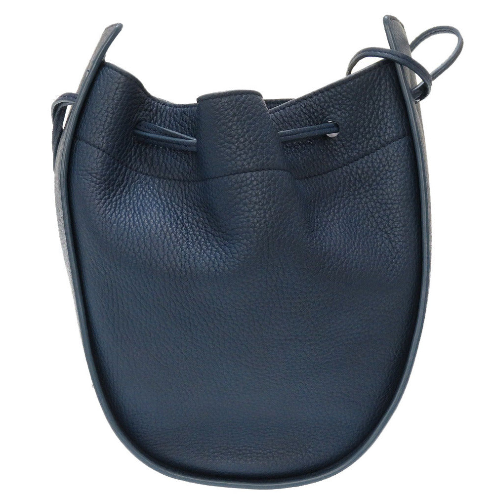 新品同様 ザ ロウ ドローストリング レザー マリンブルー 青 ショルダーバッグ 0087【中古】THE ROW