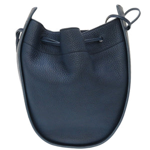 新品同様 ザ ロウ ドローストリング レザー マリンブルー 青 ショルダーバッグ 0087【中古】THE ROW