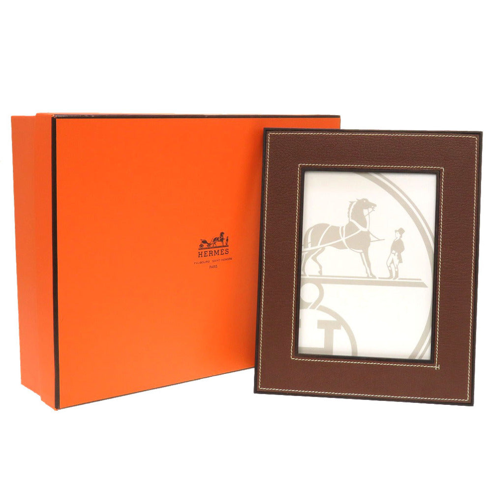 未使用 エルメス プレイヤードMM フォトフレーム ウッド ブラウン 写真立て 茶 0098 【中古】 HERMES