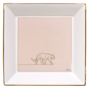 未使用 カルティエ スクエアプレート 陶器 ホワイト 皿 0099 【中古】 CARTIER