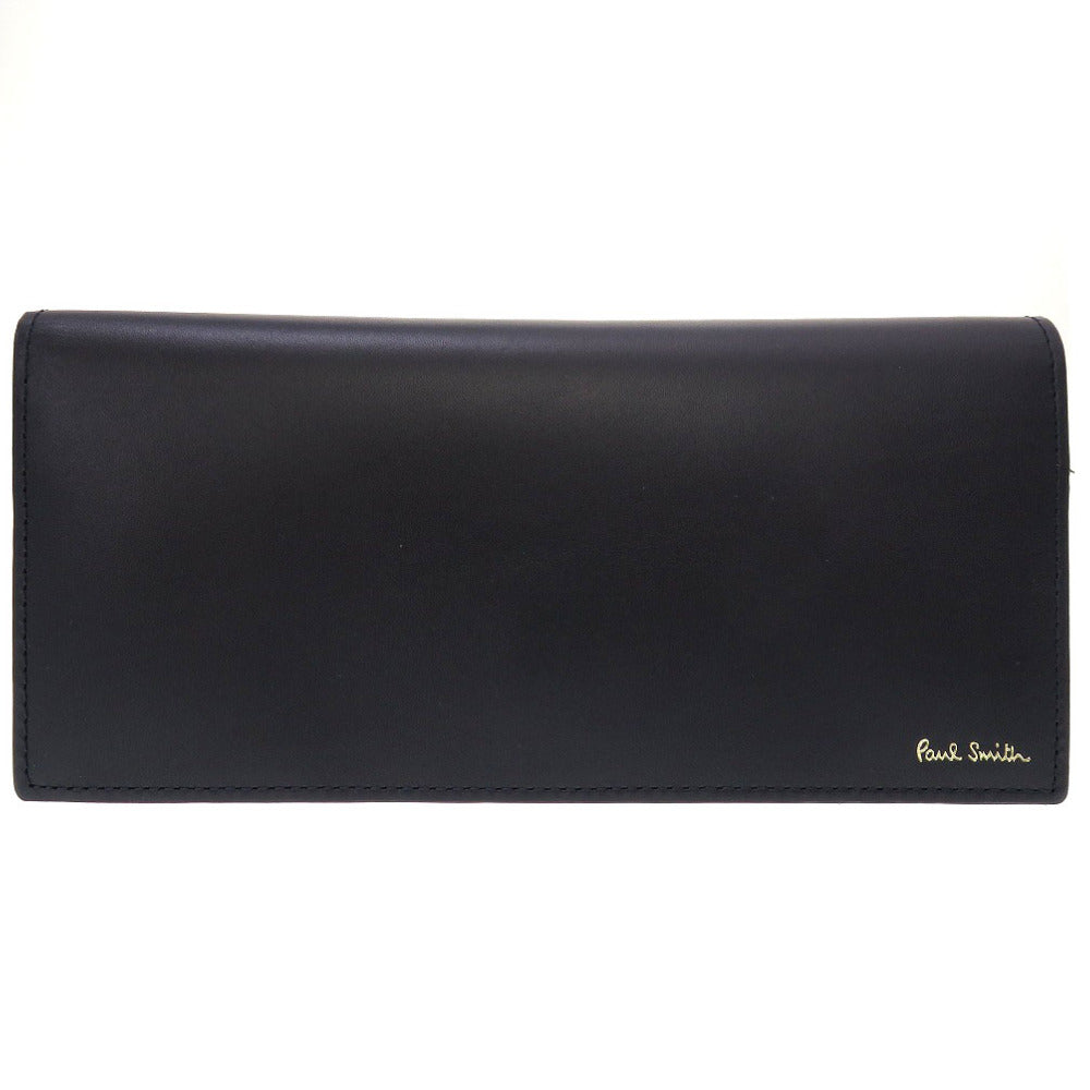 未使用 ポールスミス レザー ネイビー 紺 2つ折り長財布 財布 0009【中古】Paul Smith