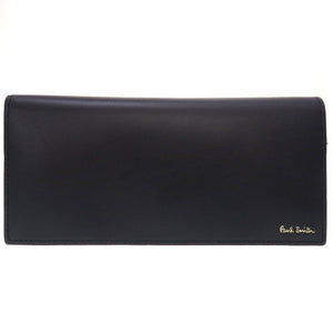 未使用 ポールスミス レザー ネイビー 紺 2つ折り長財布 財布 0009【中古】Paul Smith