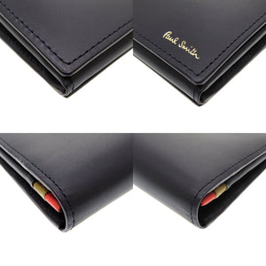 未使用 ポールスミス レザー ネイビー 紺 2つ折り長財布 財布 0009【中古】Paul Smith