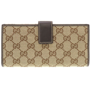 新品同様 グッチ インターロッキングG 181593 GGキャンバス ベージュ ブラウン 茶 Wホック長財布 財布 0010【中古】GUCCI