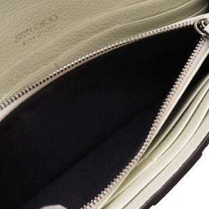 未使用 ジミーチュウ マルティナ クリスタルバックル レザー ホワイト 白 2つ折り長財布 財布 0011【中古】JIMMY CHOO