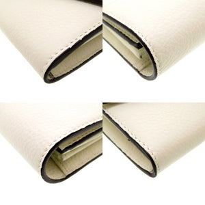 未使用 ジミーチュウ マルティナ クリスタルバックル レザー ホワイト 白 2つ折り長財布 財布 0011【中古】JIMMY CHOO