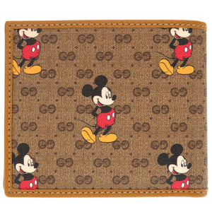 新品 グッチ マイクロGG ディズニーコラボ ミッキーマウス 602547 レザー ブラウン 茶 2つ折り財布 財布 札入れ 0012【中古】GUCCI