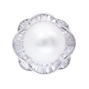 美品 パール12.2mm ダイヤ1.00ct Pt900 リング 指輪 プラチナ/真珠/ダイヤモンド 12号 ジュエリー 0025【中古】レディース