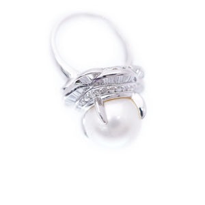 美品 パール12.2mm ダイヤ1.00ct Pt900 リング 指輪 プラチナ/真珠/ダイヤモンド 12号 ジュエリー 0025【中古】レディース