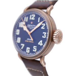 美品 ゼニス パイロット タイプ20 エクストラ スペシャル 29.2430.679 自動巻き 腕時計 チタン/レザー/ブロンズ ブラック 黒文字盤 0026【中古】ZENITH メンズ オートマチック