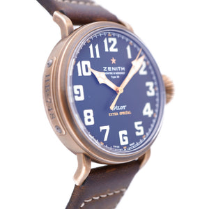 美品 ゼニス パイロット タイプ20 エクストラ スペシャル 29.2430.679 自動巻き 腕時計 チタン/レザー/ブロンズ ブラック 黒文字盤 0026【中古】ZENITH メンズ オートマチック