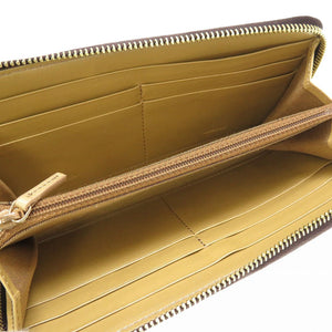 新品 フェンディ ズッカ柄 キャンバス レザー ブラウン 茶 ラウンドファスナー長財布 財布 0033【中古】FENDI