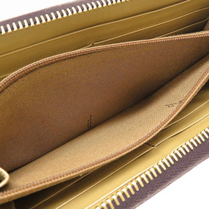 新品 フェンディ ズッカ柄 キャンバス レザー ブラウン 茶 ラウンドファスナー長財布 財布 0033【中古】FENDI