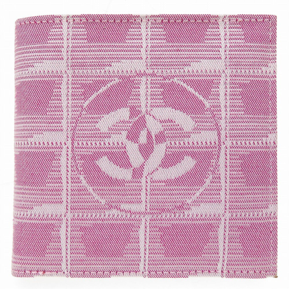 新品同様 シャネル ニュートラベルライン 6番台 キャンバス レザー ピンク 2つ折り財布 財布 0034【中古】CHANEL