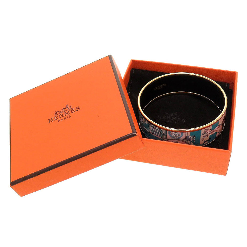 美品 エルメス エマイユGM メタル C刻印(2018年製) ブルー ゴールド 青 バングル ブレスレット 0036【中古】HERMES