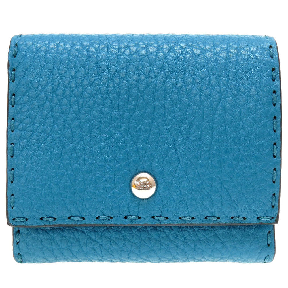 新品同様 フェンディ セレリア 8M0339 コンパクトウォレット レザー 水色 2つ折り財布 財布 0042【中古】FENDI