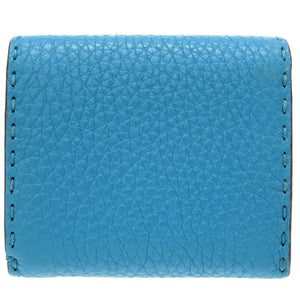 新品同様 フェンディ セレリア 8M0339 コンパクトウォレット レザー 水色 2つ折り財布 財布 0042【中古】FENDI