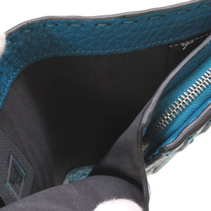 新品同様 フェンディ セレリア 8M0339 コンパクトウォレット レザー 水色 2つ折り財布 財布 0042【中古】FENDI