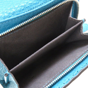 新品同様 フェンディ セレリア 8M0339 コンパクトウォレット レザー 水色 2つ折り財布 財布 0042【中古】FENDI